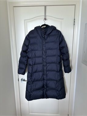 Women's Hooded Long Puffer Coat in Navy